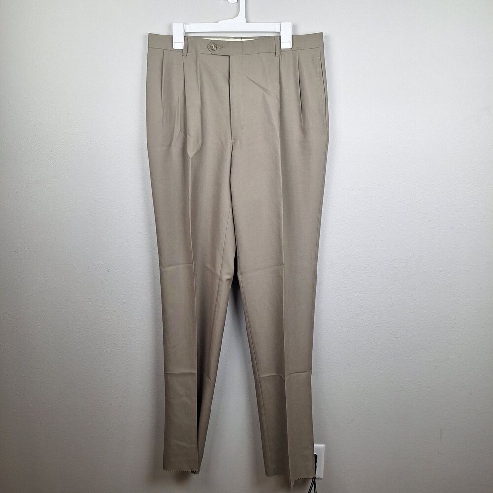 Austin Reed Pleated Mens Pants 35W NO HEM Worsted Wool & Polyester
